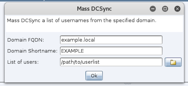 Mass DCSync Dialog